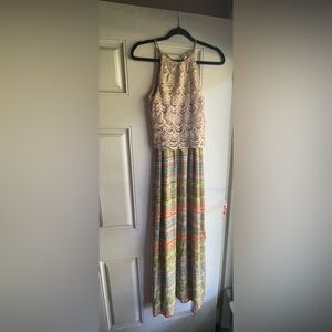 Kenzie Crochet Top Multicolor Maxi Dress